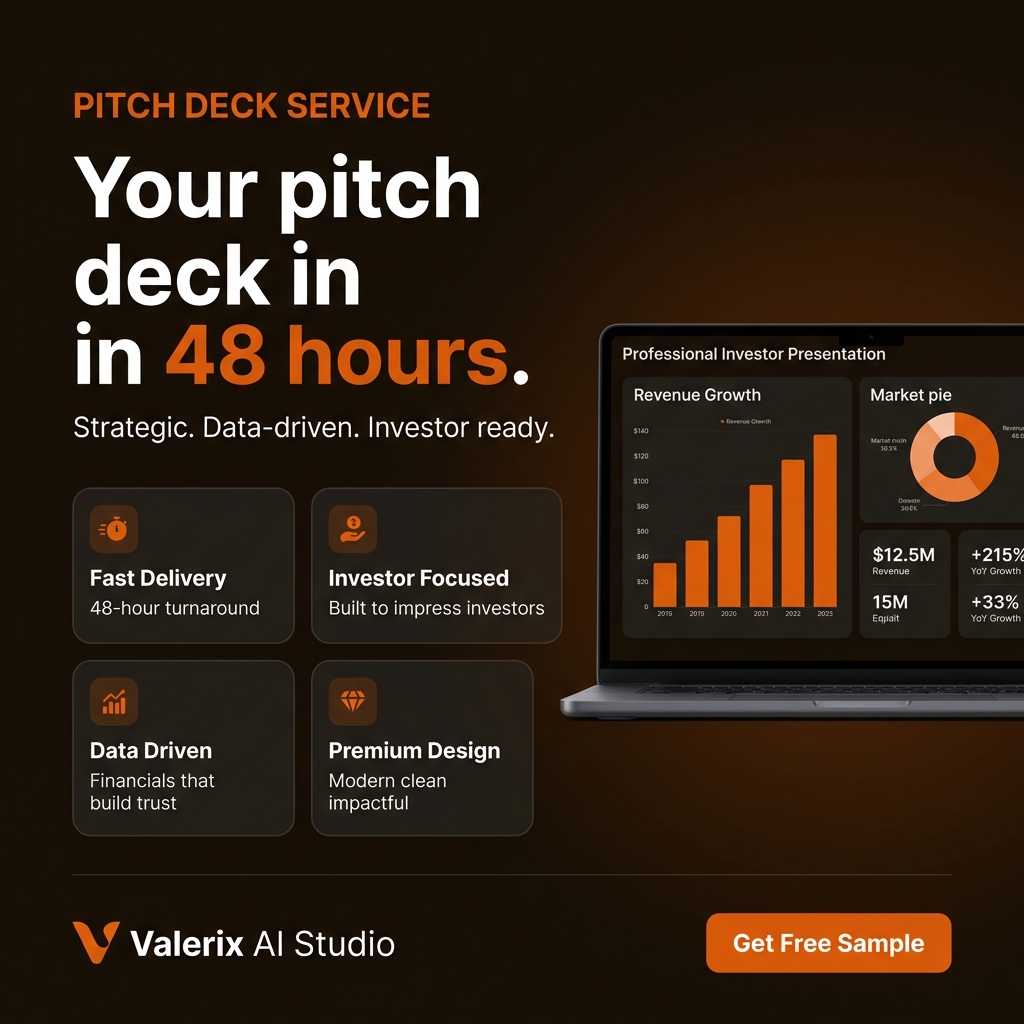 Valerix AI Studio Meta Ad Creative — Your pitch deck in 48 hours